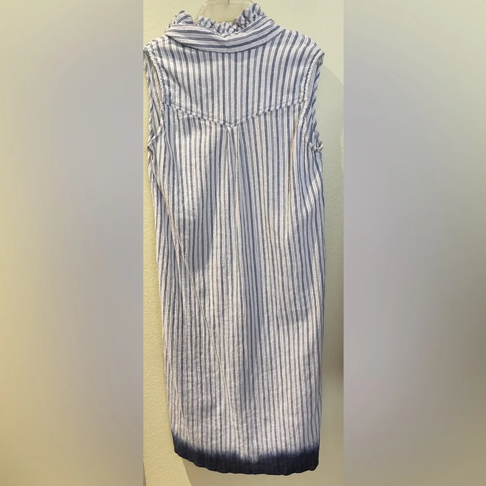 Emma G Blue Striped Cotton Sleeveless Dress - Picture 4 of 14